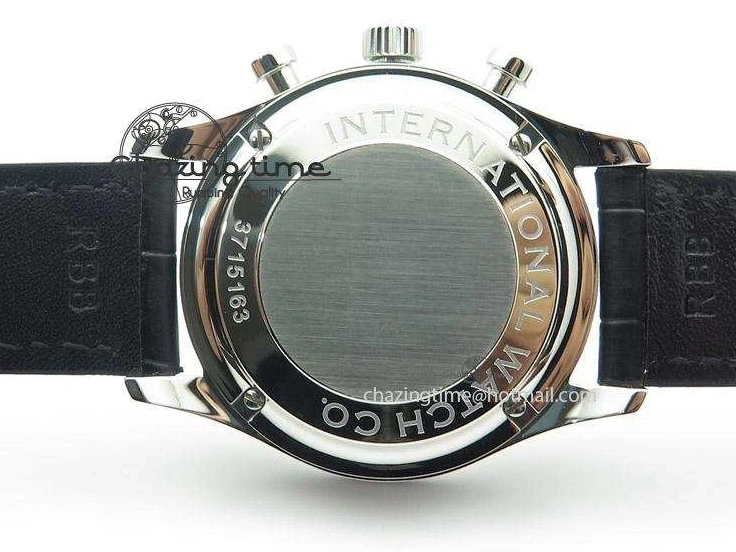 MIROTIME 0104 Unique Portuguese 40mm Chrono SS Map Dial on Black Leather Strap A 7393